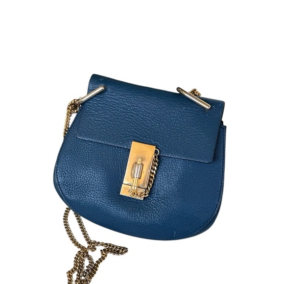 Chloe Blue Leather Small Drew Shoulder Bag - Picture 5 of 12